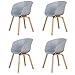 BenyLed Lot de 4 Chaises de Salle à Manger Scandinave Design Rétro Chaise D'appoint avec Pieds en Bois de Chêne et Assise en Polypropylène (Gris)