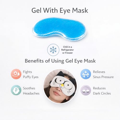 Image of Jenna Premium Eye Mask,Ultra Smooth Adjustable Sleep Mask&Blind Fold|For Sleeping,Travelling|Eye-Cover Light (3D Cat White Gel-1)