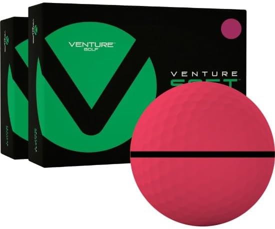 Venture Golf Soft Matte Pink AlignXL Golf Balls - Double Dozen