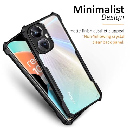 Image of WOW IMAGINE Back Cover for Realme 10 Pro Plus 5G - AirEDGE Technology | Crystal Clear Transparent Mobile Case Cover | Hard Bumper | Full Armor Shockproof Device & Camera Protection | Black