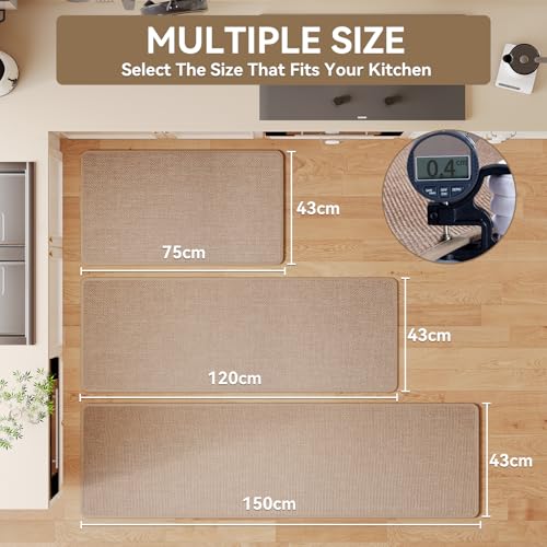 Kitchen Rugs and Mats Non Slip Washable, Absorbent Runner Rugs for Kitchen, Front of Sink, Kitchen Mats for Floor, Easy to Clean and Maintain Kitchen Floor mat (Brown, 43x75CM) - Image 3