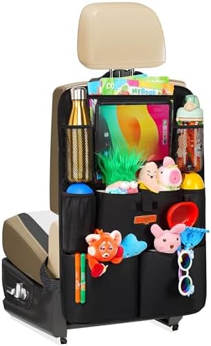SURDOCA Autositz-Organizer – 4th Generation verbesserter Auto Rücksitz für bis zu 11-Zoll Tablet, 8 Taschen, Kinderspielzeug-Aufbewahrung, wasserdichter Rücksitzschutz für Kinder