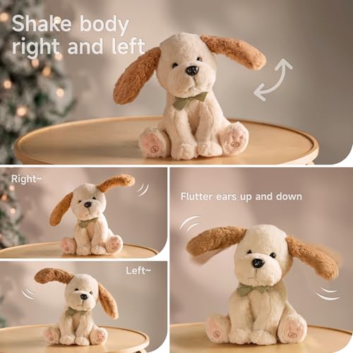 TUMAMA Sprechender Singender Hund Spielzeug Kinder, Plüschtier Sprechende Interaktives Labertier Hunde, Kopie Sprechen, Ohr & Körper Winken, Singen 6-Lieder, Baby Dancing Dog Spiel Nachsprechendes