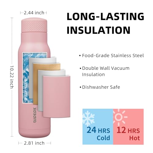 Image of BJPKPK Stainless Steel Water Bottle,21oz insulated Reusable Bottle,Leakproof Metal Thermal Flask Double Wall,Keep Drinks Cold and Hot,Pink