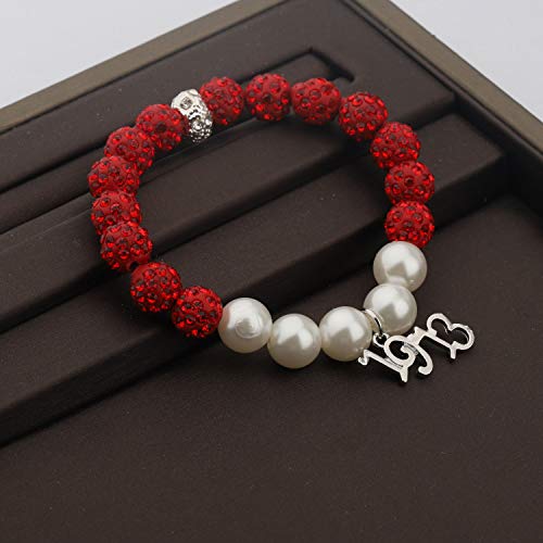 CENWA Red and White Sorority Pearl Bracelet Jewelry Greek Sorority Gift3
