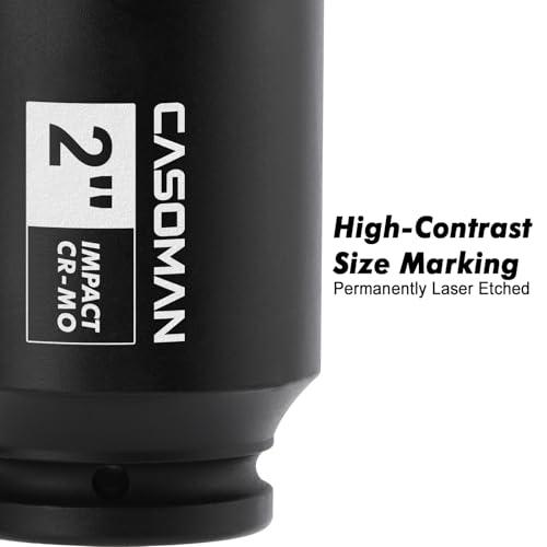 Image of CASOMAN 3 /4 inchDrive 6PT Deep Impact Socket-2 inch, SAE, CR-MO, Spindle Axle Nut Socket for Easy Removal of Axle Shaft Nuts (2 inch)