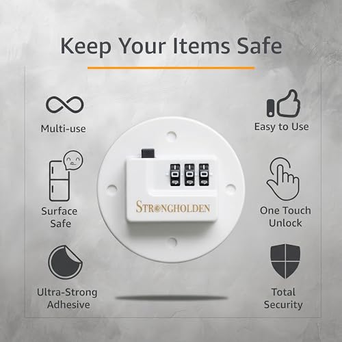 Image of Fridge Lock Combination - Refrigerator and Freezer Lock for Kids, No Keys Needed (White & Round)