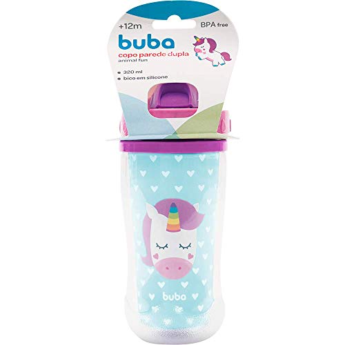 Buba Copo Parede Dupla Com Canudo Animal Fun-Unicornio Buba Colorido Tamanho Único