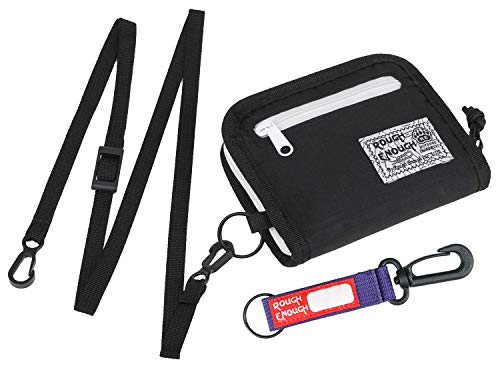 Rough Enough Travel Lanyard Neck Wallet for Men Women Keychain Wallet with Zipper