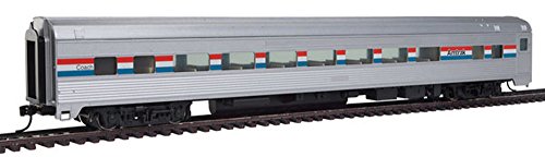 85' Budd Large-Window Coach - Ready to Run -- Amtrak (Phase III; silver, Equal red, white, blue Stripes)