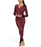 Victoria's Secret Thermal Pajama Set, Long Sleeve Shirt and Long Pajama Pant Set, Sleepwear for Women, Lipstick Bias Plaid (XL)
