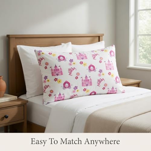Image of 2-Pack Toddler Travel Pillowcases -100% Soft Microfiber, Breathable and Hypoallergenic - 14 inch by 20 inch Kids Pillowcases fits Pillows 14x19, 13x18 or 12x16, Princess Storyland