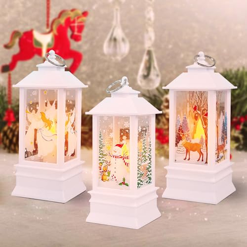 3 Stück Weihnachtsdeko Laterne, LED Kerzen Laterne, 20cm...