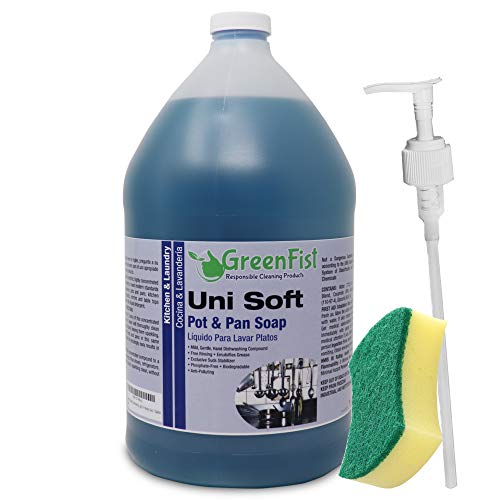 Unisoft Kitchen Commercial Hand Dish Detergent Pot & Pan Soap Liquid [Concentrated]Light or Heavy Use (1 Gallon)