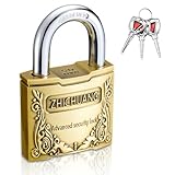 Antique-Style Copper Padlock with 3 Keys - 50mm Heavy Duty Security Lock, Vintage Design, Durable & Corrosion-Resistant for Home, Luggage, Storage