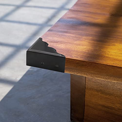 Image of Pack of 4 3.68 inch Antique Metal Corner Protectors Corner Guard Decorative Desk Box Corner Protector Desk Case Edge Cover Guard Furniture Corner (Black)