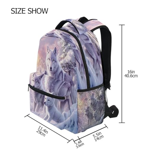 Wolf Snow Landscape Backpack for School Boys Girls Adults Kids Bookbag Laptop Bag 15L4