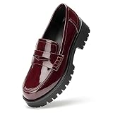 Platform Loafers for Women Women's Chunky Heel Lug Sole Shoes Penny Loafers Shoes Slip On Work Shoes
