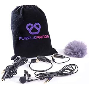 Purple Panda Lavalier Lapel Microphone Kit – Clip-on Omnidirectional Condenser Lav Mic Compatible with iPhone, iPad, GoPro, DSLR, Zoom/Tascam Recorder, Samsung, Android, PS4