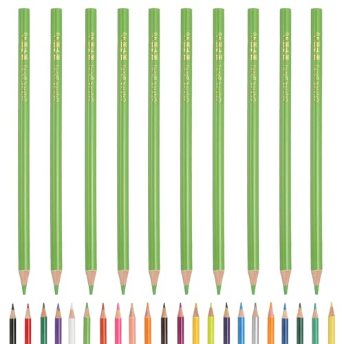 PATIKIL カラーペンシル オイルベースの芯を持つグラス緑色の絵画ペンシル アートス ブック用品 大人の塗り絵ブック アーティスト 初心者のためのデッサン スケッチ 10個
