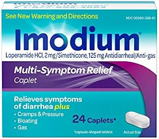 Imodium Multi-Symptom Relief Anti-Diarrheal Caplets, Loperamide Hydrochloride, Simethicone, 24 ct