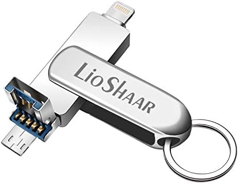 USB Flash Drive,Lio SHAAR USB Memory Stick 64GB Jump Drive Thumb Drive 3.0 Flash Drive 3 in 1 USB Stick Compatible for iPhone/iPad/PC/Android Password/Touch ID Protected Flash Drive for iOS/iPhone
