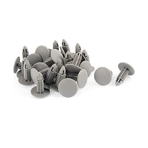 sourcing map 30Pcs 6mmx6,5mm Agujero GRAP Tornillo De Plástico Gris Coche Forro Panel Puerta Remaches Cabeza Redonda 17mm