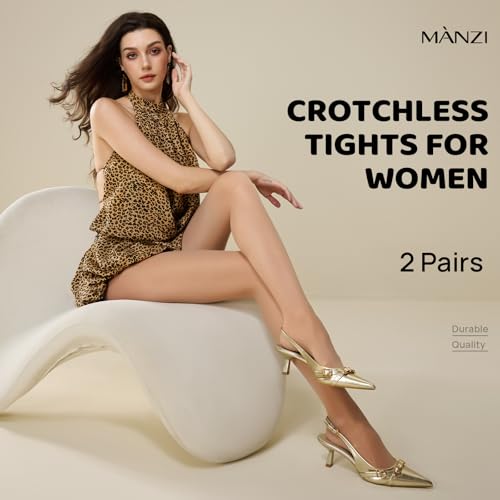 MANZI 2 Pairs Tights for Women 40D Sheer Pantyhose Thigh High Stockings4