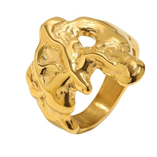 Bague en lave irrégulière confortable et épaisse taille 6 femme