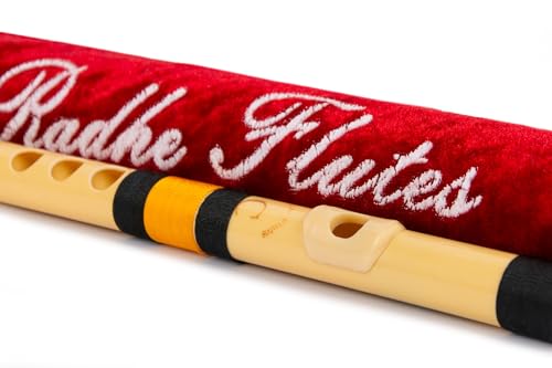 Image of Radhe Flutes | C Natural Right Handed Higher Bansuri | Black & Orange| Tuned With Tanpura A=440Hz | PVC Flute + Velvet Cover + Hindi & English Flute Lessons