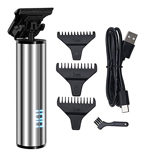 JKLJKL Electric Hair Clippers Professional Hair Trimmer for Men Cordless Haircut Kit Suitable for Home Daily Use LED Display USB Professional Barbershop,Silver