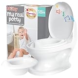 Nuby - My Real Potty - Pot b&eacute;b&eacute; Pour Apprentissage de la Propret&eacute; - Pot Enfant Avec Bruit de Chasse et Piles Incluses - Toilettes Enfant +18 Mois - WC B&eacute;b&eacute; R&eacute;aliste Pour Pratiquer - Blanc