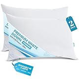 East coast bedding 100% White Down Pillow 100% Cotton Fabric 550 Fill Power - Set of 2 (Queen)