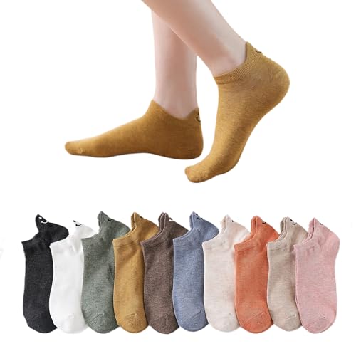 Northern 30 Women's Cotton Ankle Socks - Low Cut, No Show, Non Slip Flat 10 Pairs