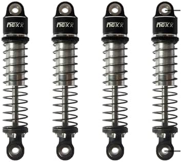 Nexx Racing Oil Shock (4pcs) for RC Car 1/18 TRX4M, 1/24 SCX24 - Remote Control Car Parts (HELIDIRECT) (TRX4M - Black)