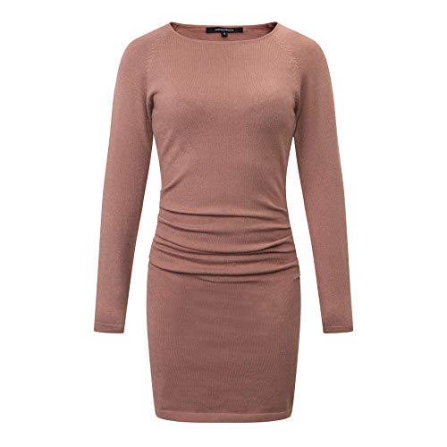 CANALSIDE Slim Fit Sweater Dress for Women Long Sleeve Soft Cozy Women's Dress with Shuffle,Medium,Beige