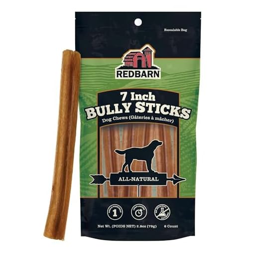 Redbarn Premium Bully Sticks for Dogs - 7 Inch, 6 Count - Long Lasting, Rawhide-Free, Slow Roasted, Low Odor & Highly Digestible, Single Ingredient Chews & All-Natural Dental Treats for Chewers
