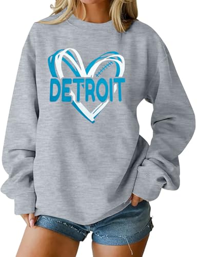 LOTUCY Football Sweatshirt Women Game Day Team Fans Heart Pullover Tops