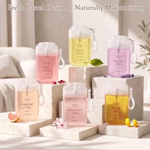 Image of Loopeer 12 Pack Mist Hand Sanitizer Spray Keychain Cute Mini Hand Sanitizer Travel Size Bulk 1oz Scent Moisturizing Back to School Teacher Gift for Classroom Gym Purse Backpack (White,Elegant)