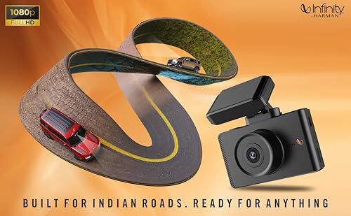 Image of Infinity By Harman Dashcam 200D Dual HD Car Camera | 1080p Full HD Video & 3 inch IPS Display | Includes Rear-View Cam,| Built-in Microphone| Loop Recording, Supports SD Card (Black)