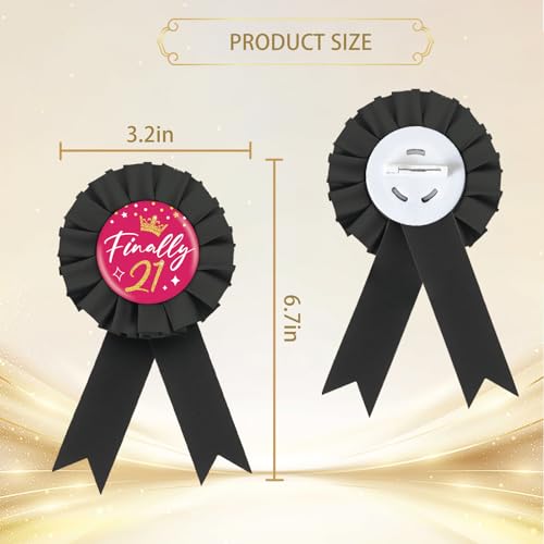 Image of 9PCS Finally 21 Button Pins, It's My 21st Birthday Squad Button for Women, Black Cheers to Twenty One Years Old Birthday Pinback, Happy 21st Birthday Badges Party Supplies