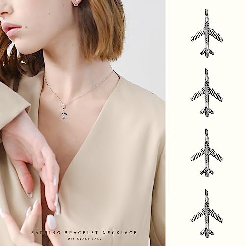 50Pcs Antique Silver Plated Plane Airplane Charms Pendant Diy Bracelets Necklace Jewelry Making Craft Wholesale 23Mmx15Mm(A290) #TOP4