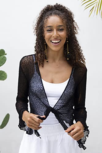 Back From Bali Womens Sheer Shrug Bolero Long Sleeves Cropped Cardigan Lite Bell Sleeves3