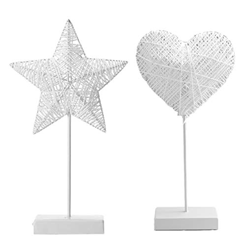 Lurrose 2Pcs Luzes da Noite da Estrela Do Coração Luz Do Sinal Do Casamento da Mesa Alimentado por B