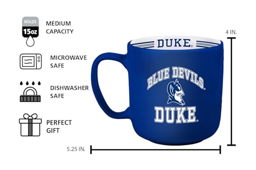 Image of Logo Brands NCAA Duke Blue Devils 15 oz Stripe Coffee Mug - Vintage Team Logo, Inside Print & Stripes, Microwave & Dishwasher Safe- Great Gift For Fans & Alumni