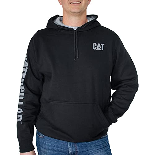 CAT Mens Trademark Contrast Banner Hoodie Black XX-Large