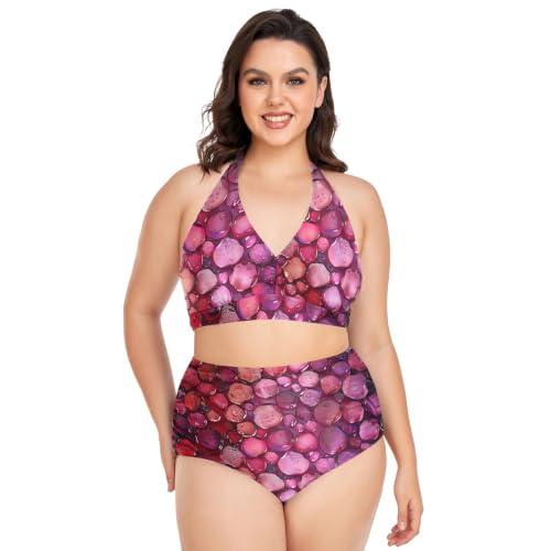 Bikini de plage magenta à fausses paillettes et dos nu pour vacances d'été