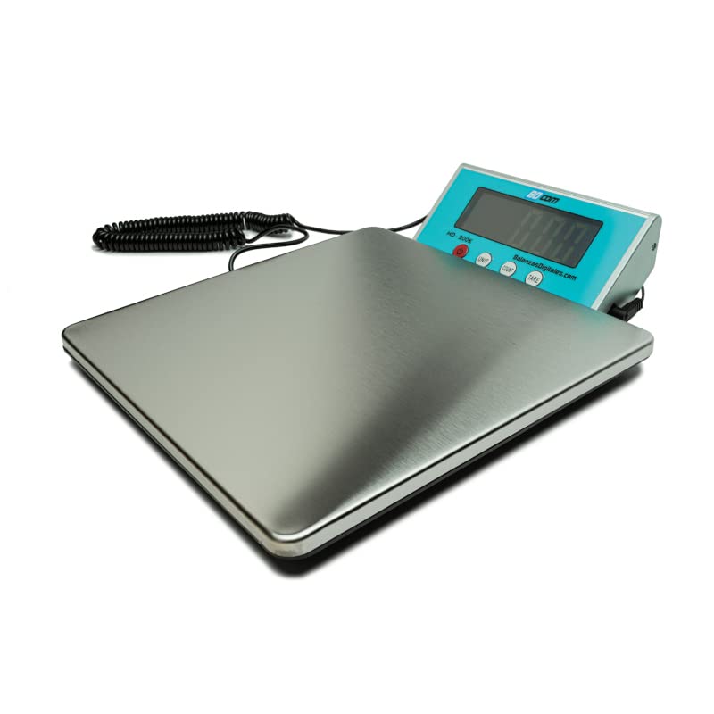 BDCOM MD-200K Báscula de paquetería (200kg x 100g) plato de 27x27cm, alimentación a pilas y a 220 V, ideal para paquetes y cajas