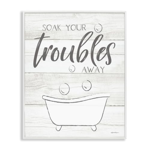 Bathroom Quote Grain Design, 16 x 20 Inch Framed Giclée Print