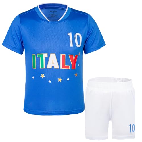 Image of Unisex Kids Soccer Jersey and Shorts Kit 2-Piece Set Boys Girls Football Outfits for Little Athlete 2-14 Years